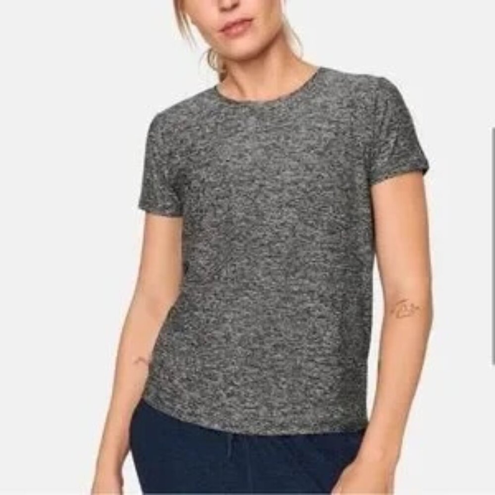 Outdoor Voices Cloudknit All Day T-Shirt short sleeve ballet neck in charcoal